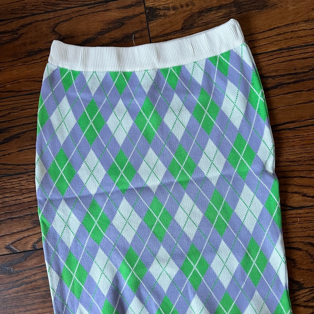 Argyle Patterned Skirt in Green and Purple
